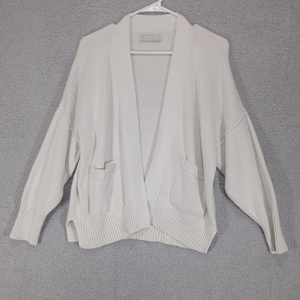 Abercrombie & Fitch Off-White Open Front Cardigan Size L Women